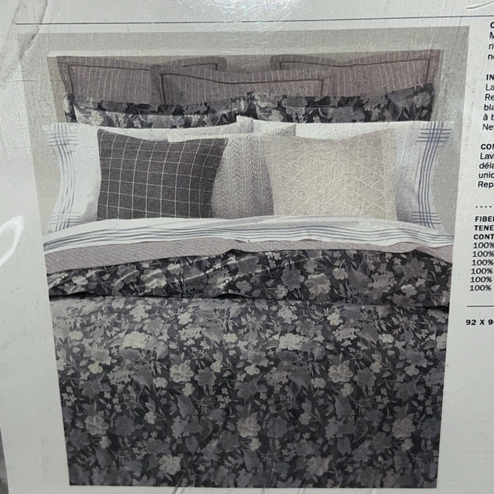 Ralph Lauren Avery Duvet Cover Full /Queen  Gray Chrysanthemum‎ Floral 92 X 96